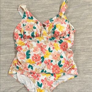 NWT Time and Tru Floral One-Piece Swimsuit